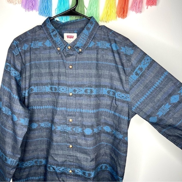 Men’s Levi’s Aztec California Baja Cali Printed Button Up Casual Top Shirt Large - Picture 3 of 11